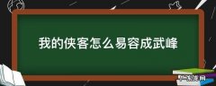 我是侠客易容 我的侠客怎么易容成武峰
