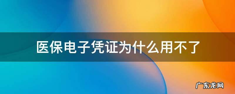 医保电子凭证为啥不能用 医保电子凭证为什么用不了