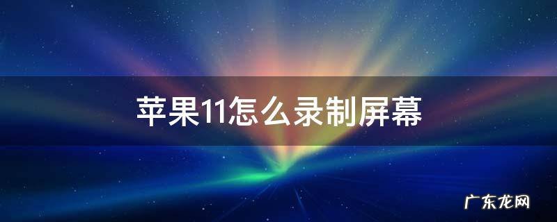 苹果11怎么录制屏幕 苹果11怎么录制屏幕没有小圆点