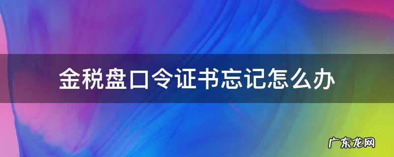 金税盘证书口令修改 金税盘口令证书忘记怎么办