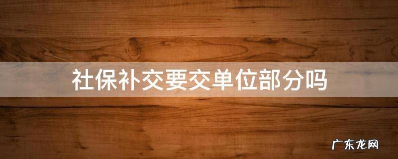 社保补交要交单位部分吗 社保单位给补交