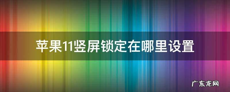 苹果11竖屏锁定在设置哪里找 苹果11竖屏锁定在哪里设置