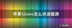 苹果12mini如何快速截屏 苹果12mini怎么快速截屏
