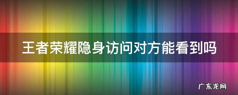 王者荣耀隐身访问对方能看到吗苹果 王者荣耀隐身访问对方能看到吗