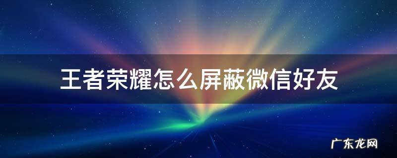 王者荣耀怎么屏蔽微信好友 王者荣耀怎么屏蔽微信好友列表里的人