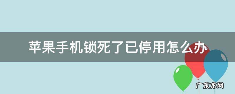 苹果手机锁死了已停用怎么办 iphone被锁了已停用怎么办