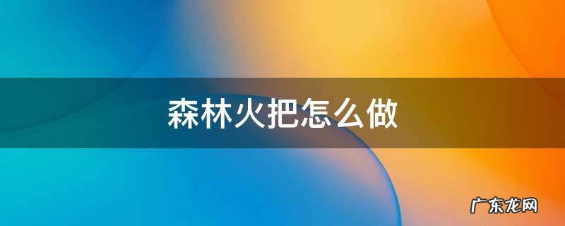 迷失森林火把怎么做 森林火把怎么做