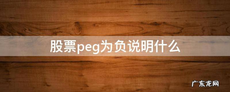 股票peg为负说明什么 股票pe为负是什么意思