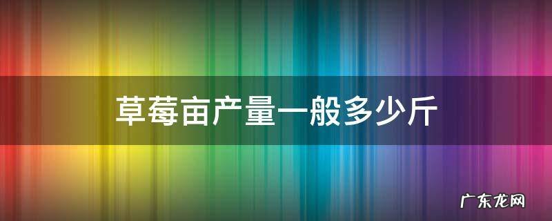 草莓亩产量一般多少斤 露天草莓亩产量一般多少斤