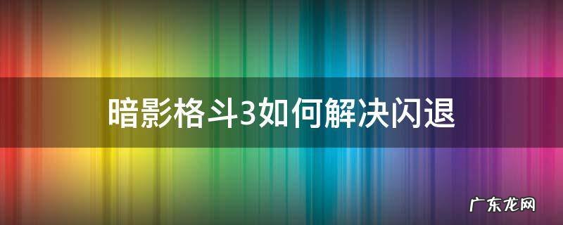 暗影格斗3闪退解决办法 暗影格斗3如何解决闪退