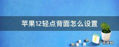 苹果12轻点背面怎么设置打电话 苹果12轻点背面怎么设置