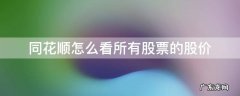 同花顺怎么看所有股票的股价 同花顺怎么看全部股票行情