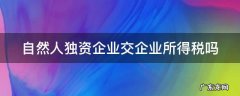 自然人独资企业交企业所得税吗 自然人独资企业交企业所得税吗?