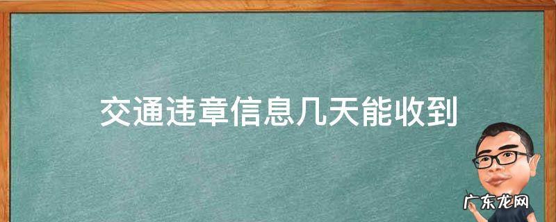 交通违章信息几天能收到 违章信息几天能收到信息